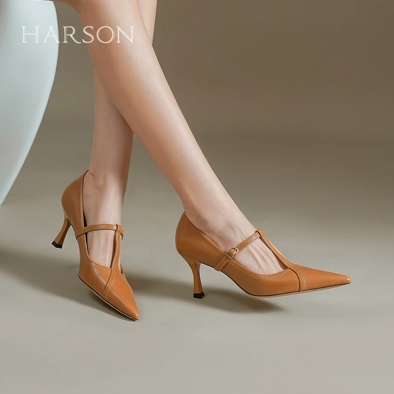 Harson/哈森单鞋女秋冬新款尖头玛丽珍通勤百搭女鞋HWL230123