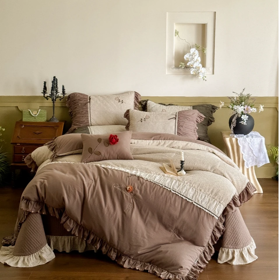 【岚晶湶】三叶草韩系复古床盖四件套