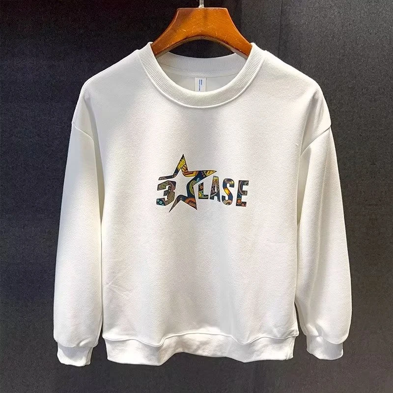 秋冬新款卫衣男冬季百搭重磅高端印花宽松休闲套头加绒圆领上衣潮