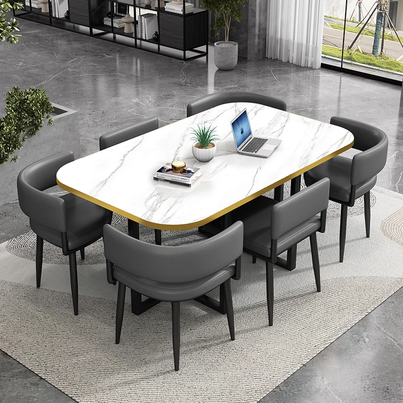 长方形洽谈桌椅组合长桌简约现代8人培训桌2米接待北欧小型会议桌