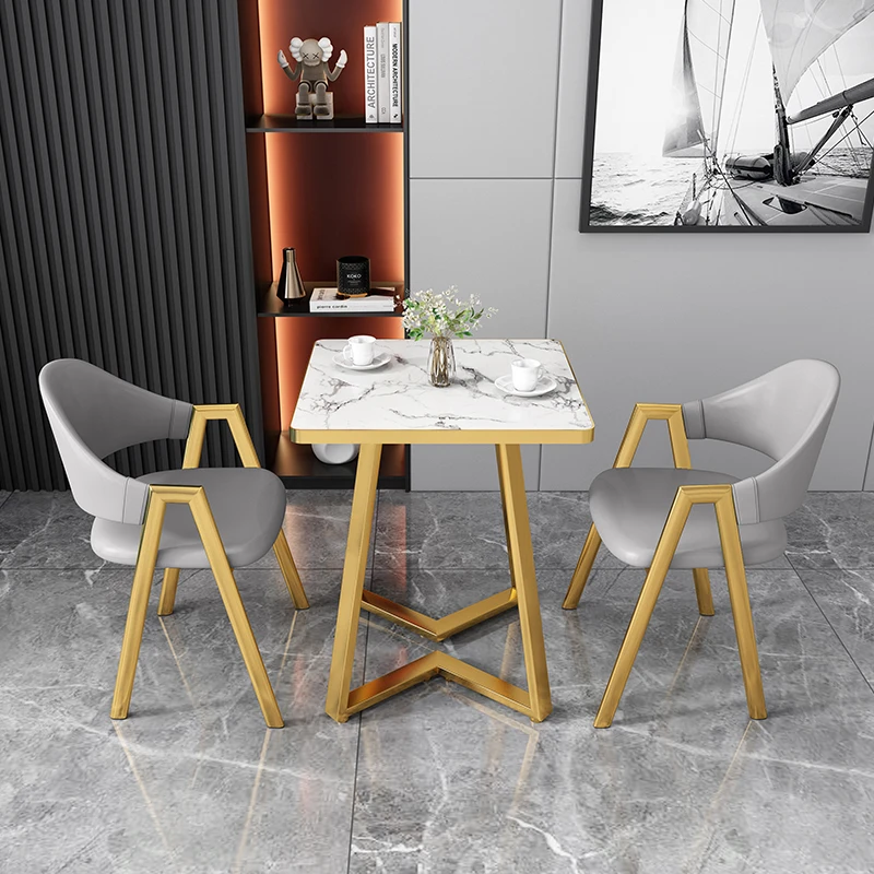 轻奢简约接待桌椅组合洽谈桌小方桌店面会客桌椅办公室休闲小圆桌