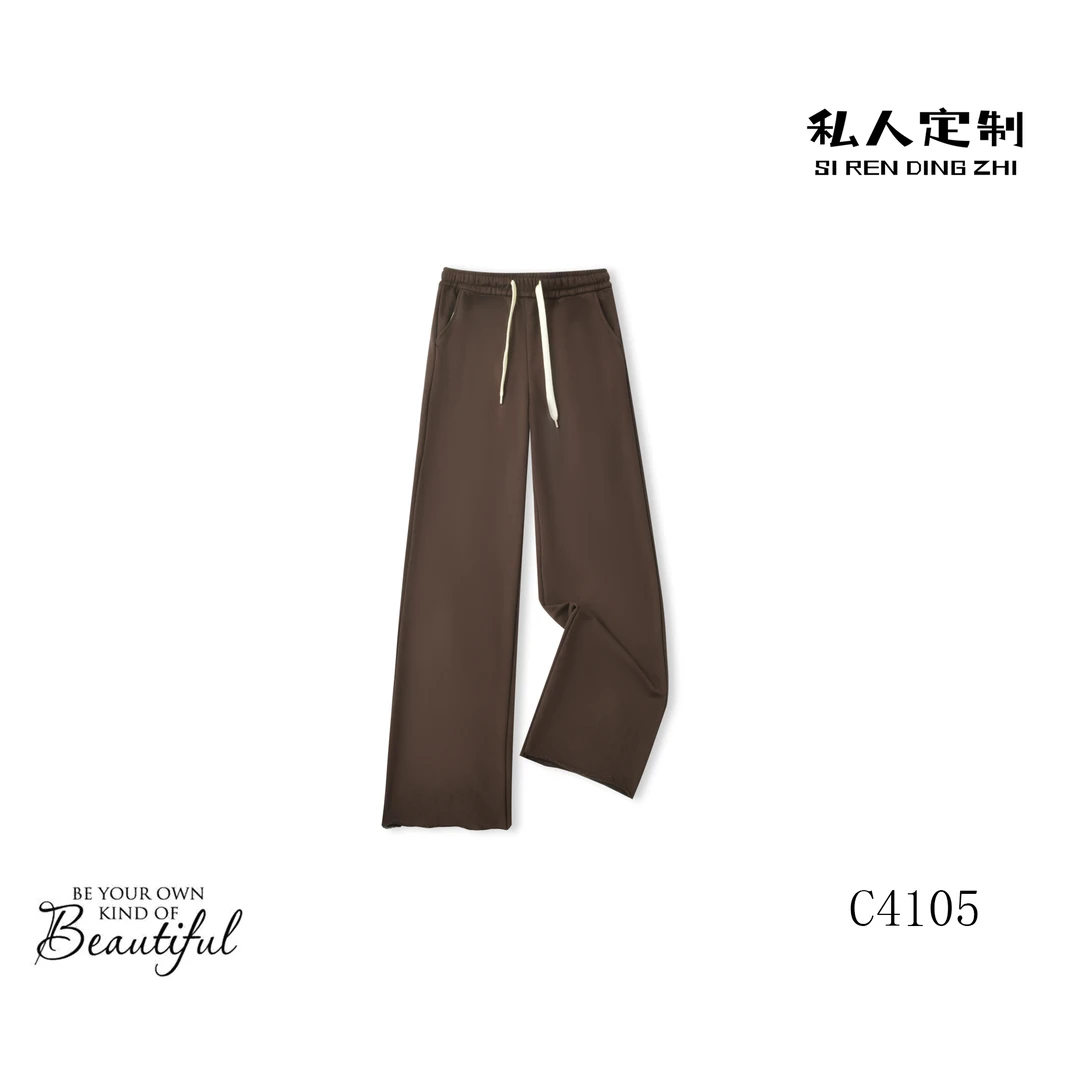 新款任意剪百搭水洗毛圈毛边脚口直筒裤 C4105