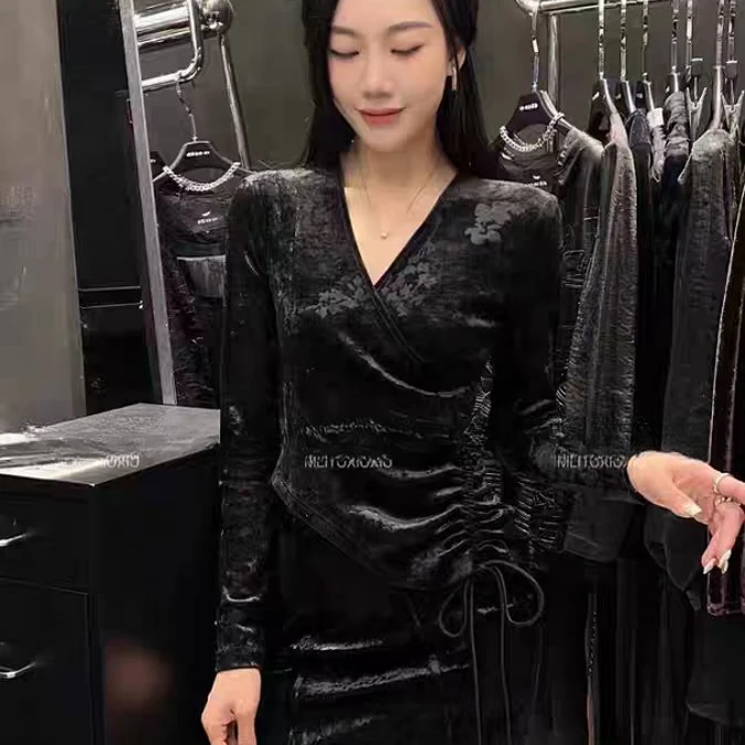 时尚百搭半高领长袖打底衫女2024秋冬修身显瘦短款内搭T恤上衣女