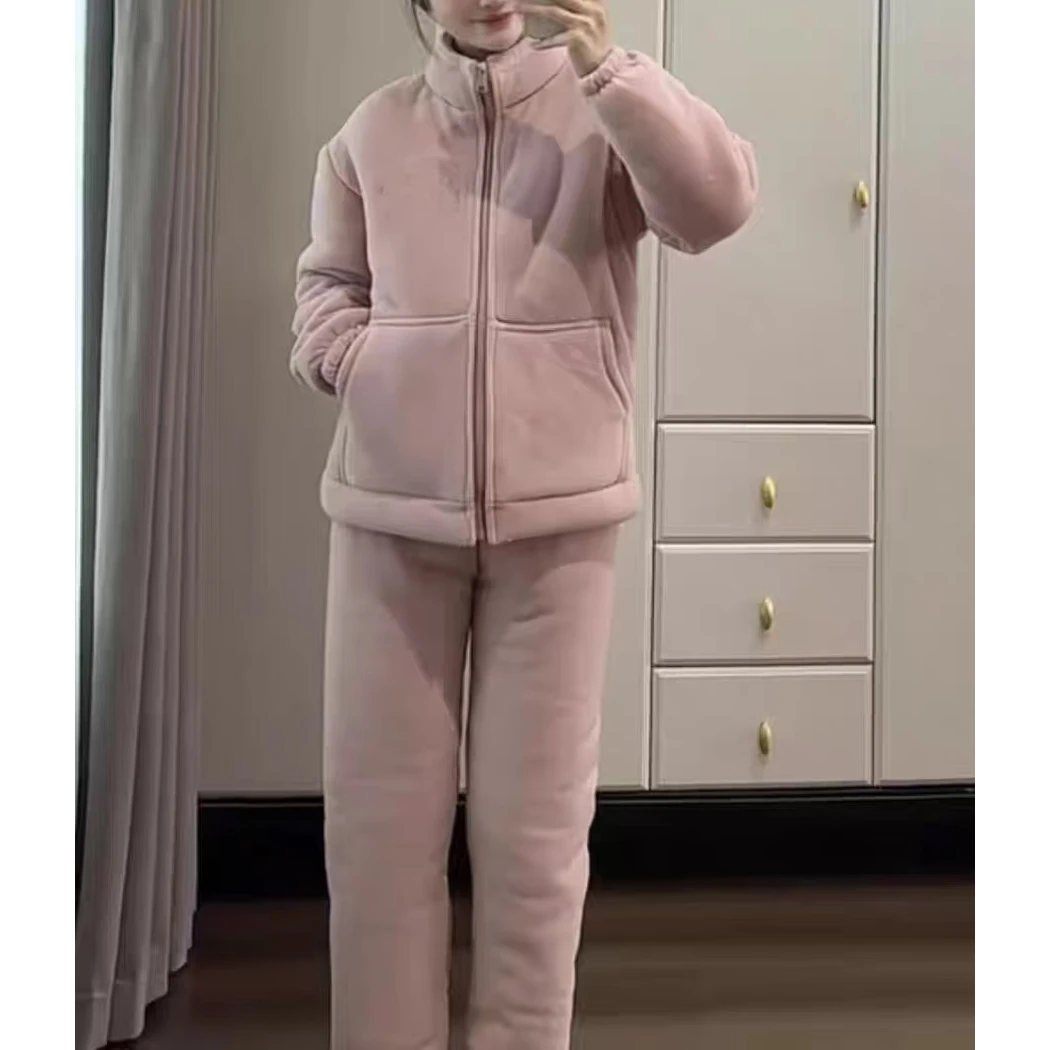 01冬季新款三层夹棉加厚休闲情侣可外穿珊瑚绒奥利绒家居服套装