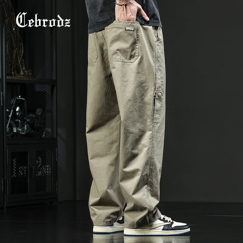 Cebrodz美式工装裤男潮牌宽松直筒阔腿裤新款夏季男款休闲长裤子