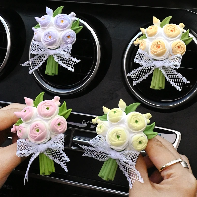 汽车载出风口香水香薰韩系花束女神款车内饰品高级感摆件新车礼物