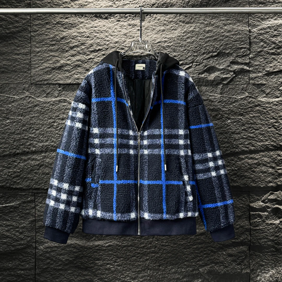 SP-K103-早秋季新款时尚格纹休闲百搭连帽外套