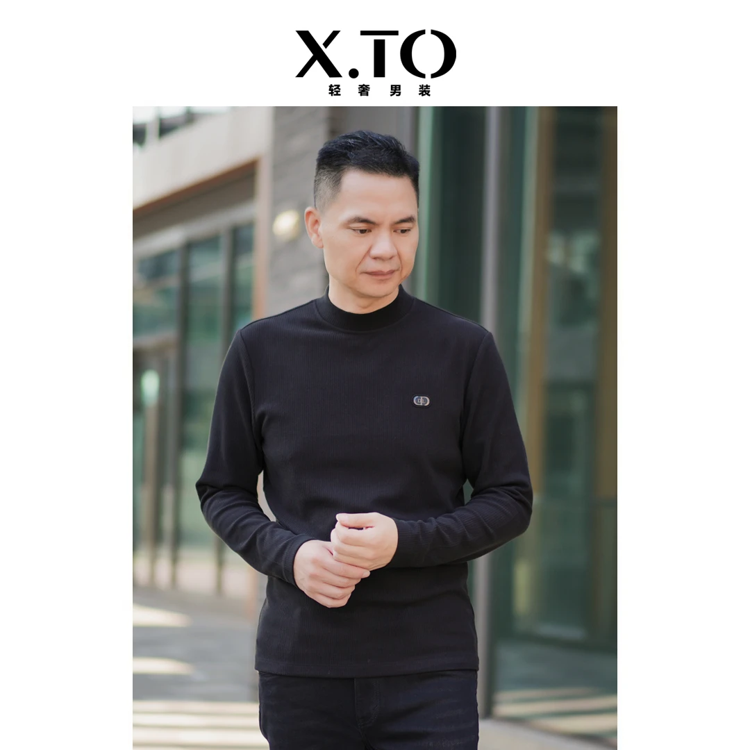 X.TO秋冬男士毛衫半高领加厚休闲不起球不变形长袖毛衣T133037503