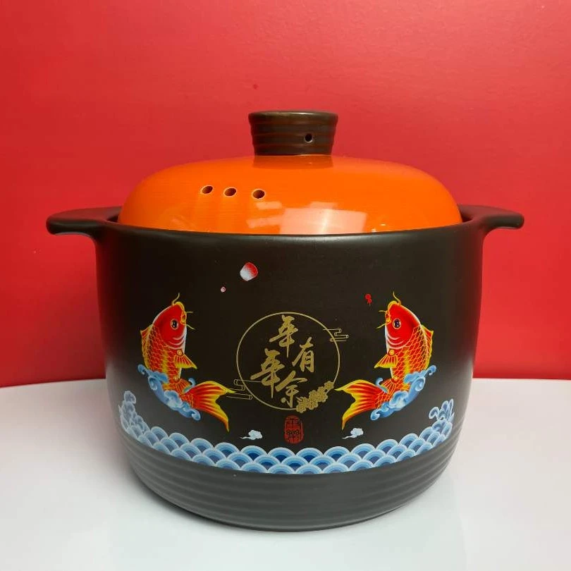 5L年年有余耐高温陶瓷干烧沙锅冷热烹饪干烧不裂煤气灶煲仔饭砂锅