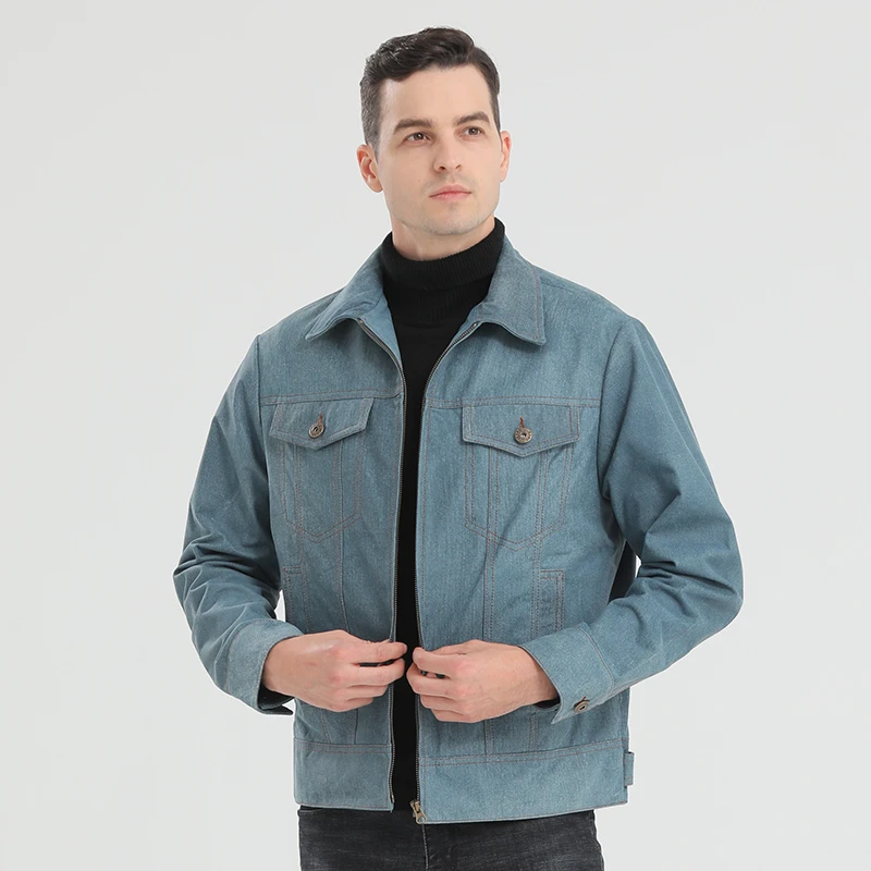 [231]福利外套男士夹克短款时尚翻领拼接经典潮流春秋休闲牛仔