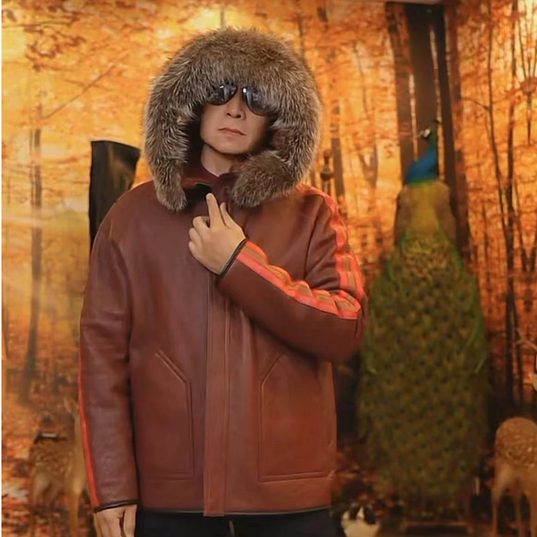 福利款短款两面穿貉子毛领可拆卸真皮皮毛一体秋冬时尚款