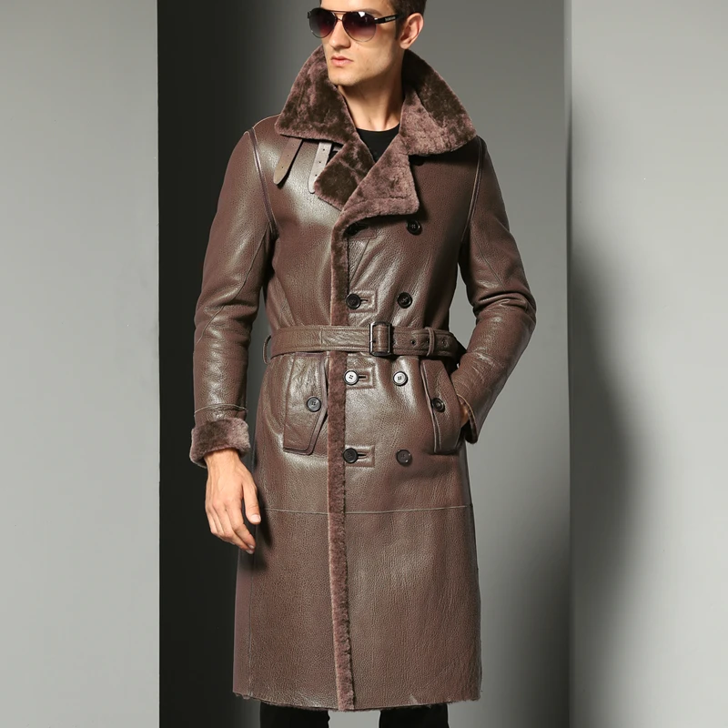 单件福利款 长款原生态真皮冬款男款皮毛一体外套