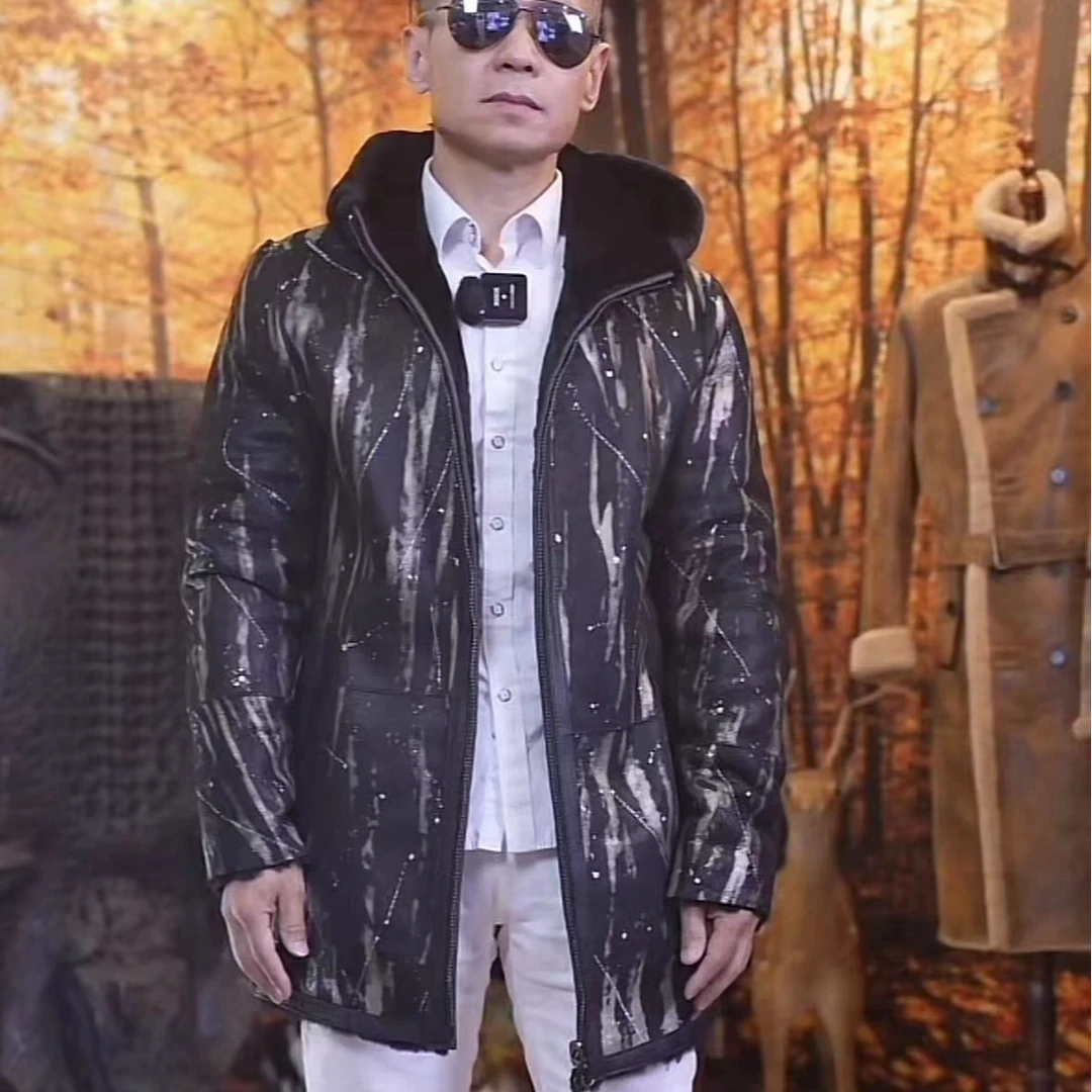 福利款8158两面穿貉子毛领可拆卸真皮皮毛一体秋冬时尚款