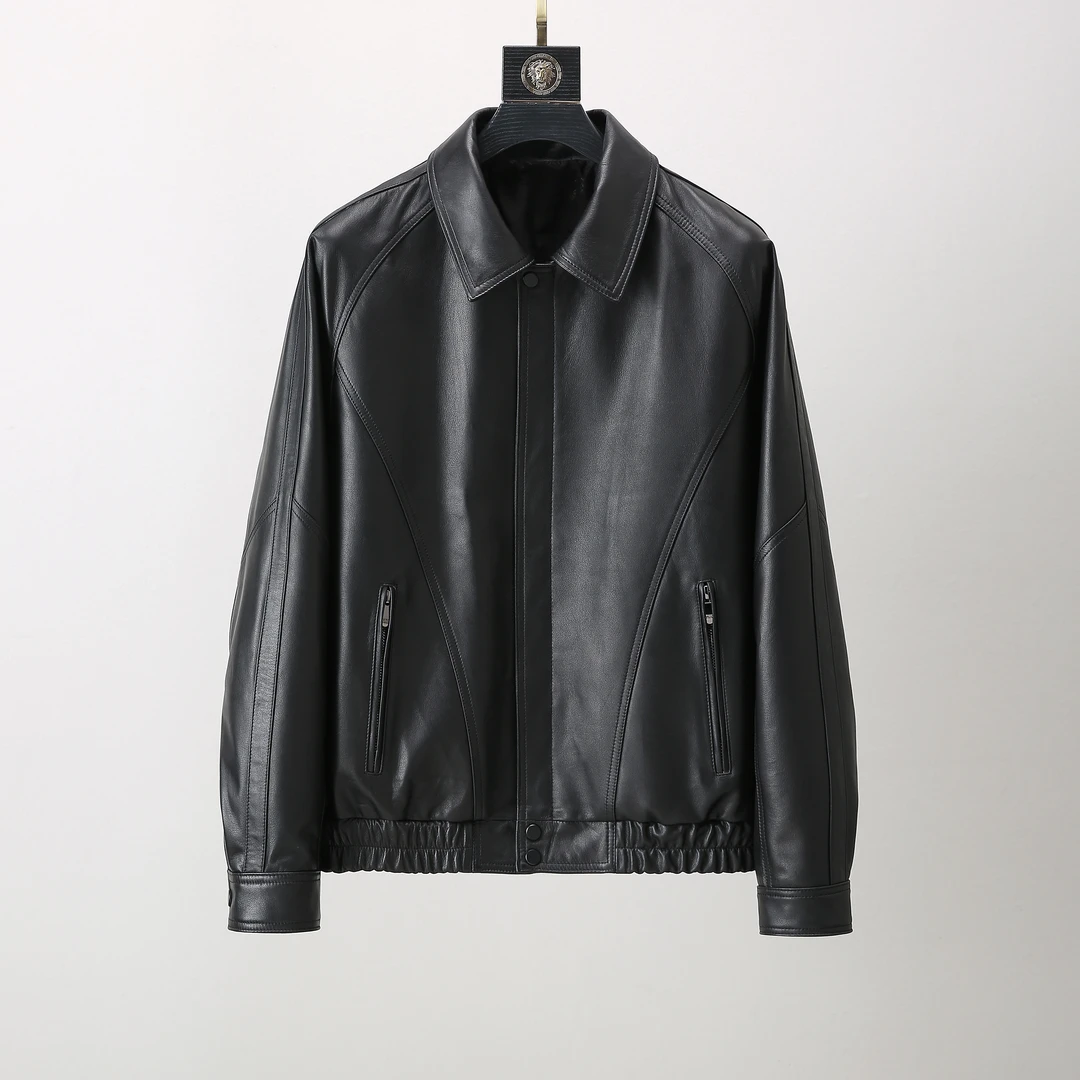 金聂尔2402真皮高端男士皮衣头层胎牛皮春秋休闲时尚宽松夹克外套