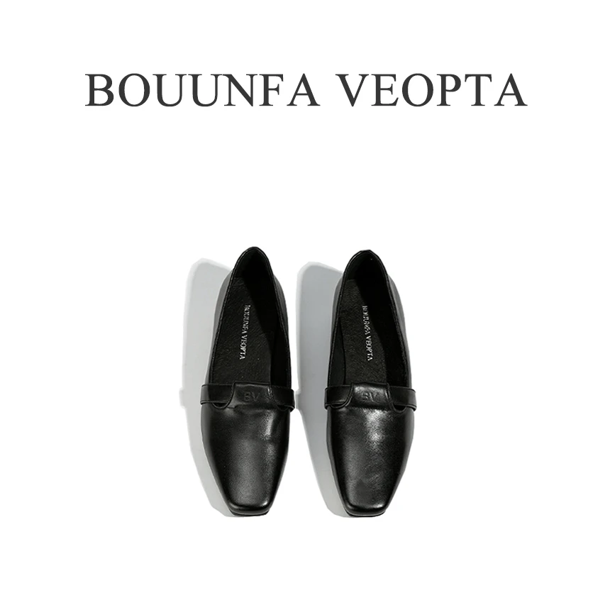 BOUUNFA VEOPTA【芯片】春夏新款穆勒鞋软底镂空浅口方头百搭气质黑