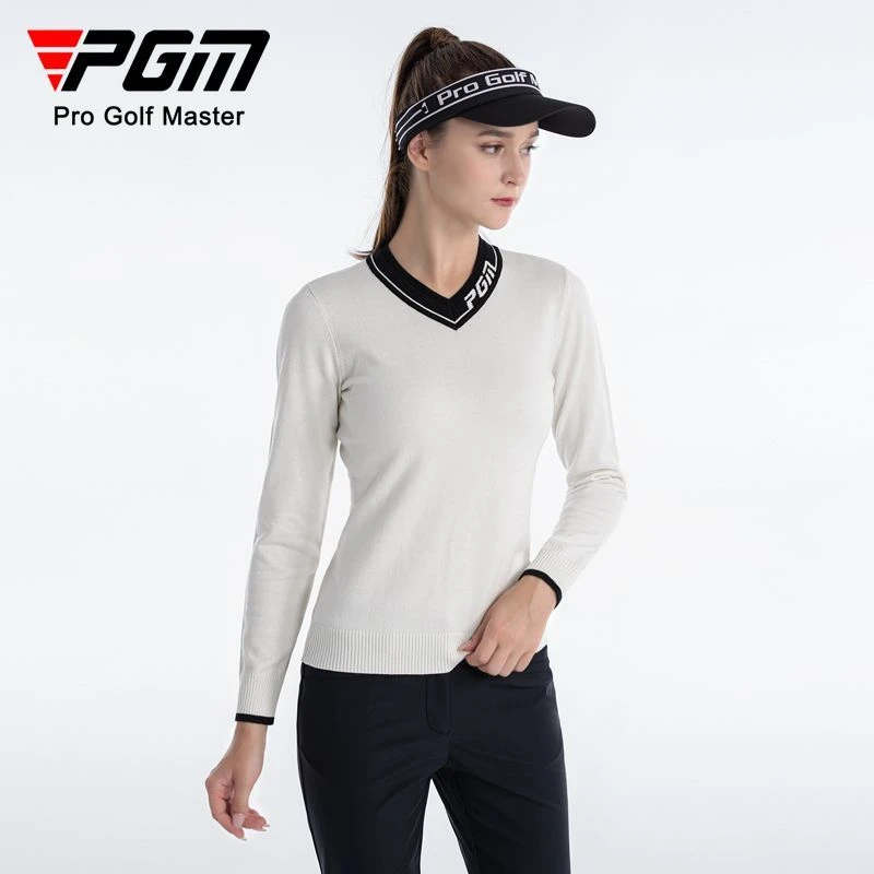 PGM 高尔夫服装女款长袖毛衣 秋冬季保暖女装 桃心领型运动球服