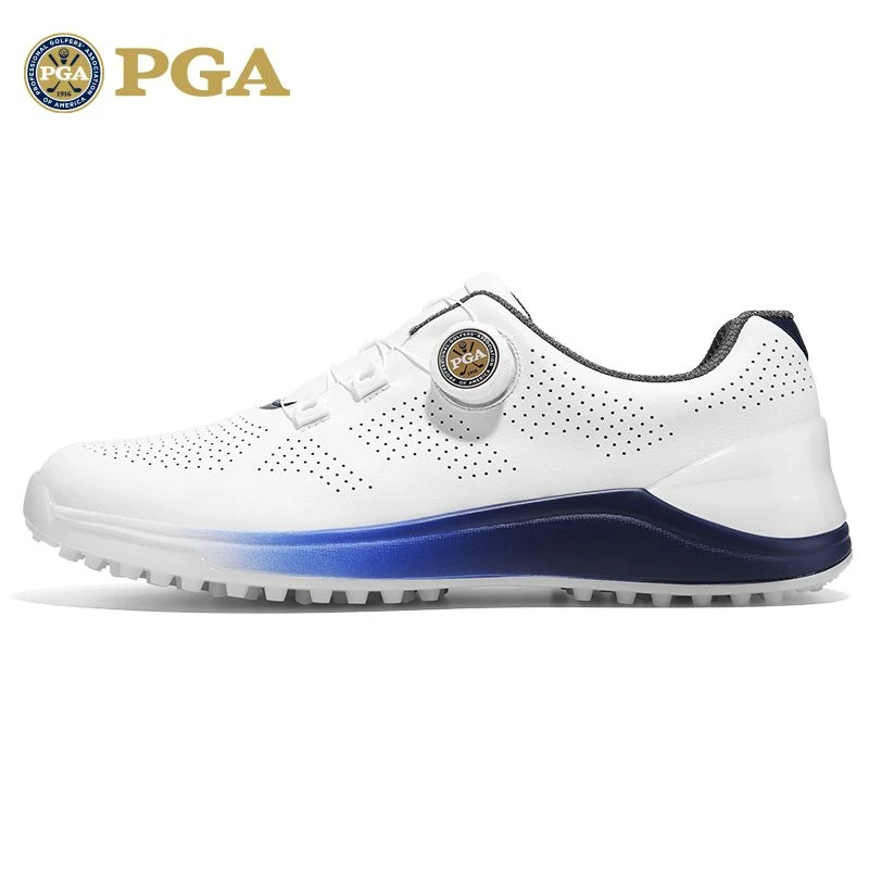 美国PGA 夏季透气高尔夫球鞋男鞋防侧滑鞋钉旋钮鞋带运动鞋
