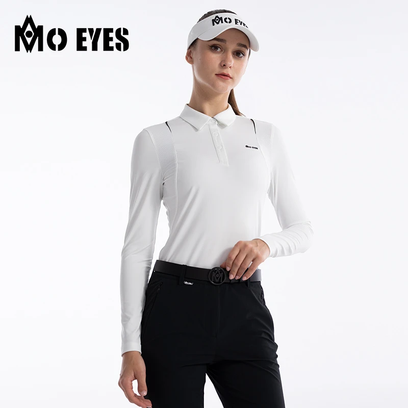 MO EYES魔眼 高尔夫服装女春夏季长袖翻领运动打底衫透气肌理面料