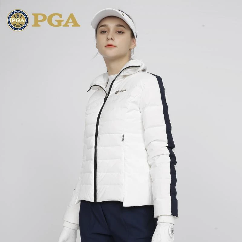 美国PGA 高尔夫女装服饰秋冬季白鸭绒立/翻领羽绒服保暖女装外套
