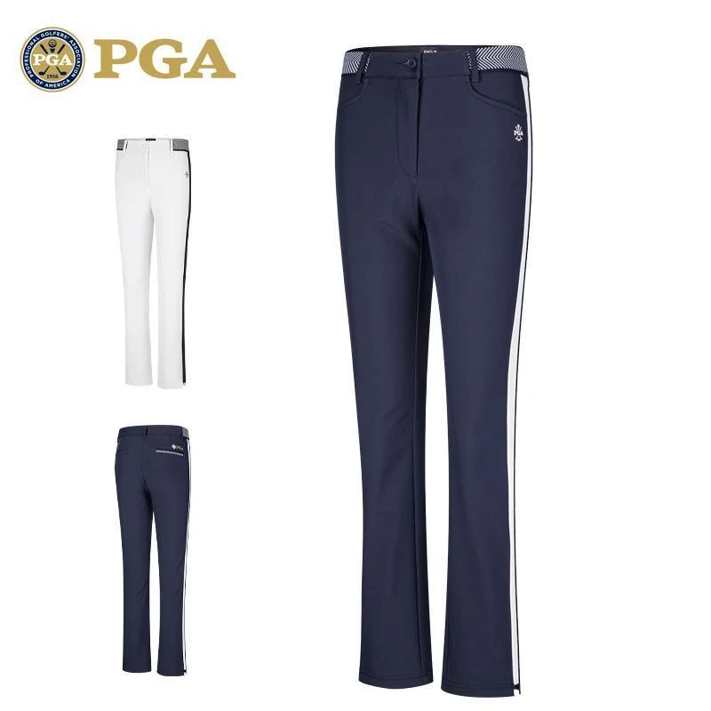 美国PGA 新品高尔夫裤子女士秋冬九分裤加绒内里弹力腰带运动球裤
