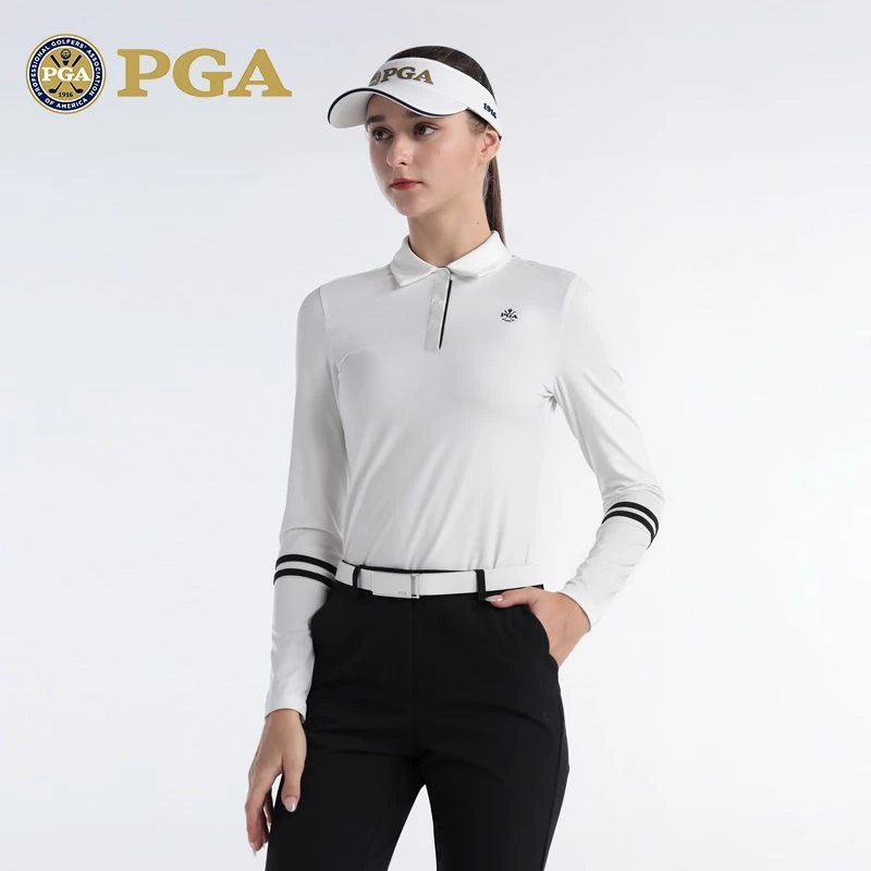 美国PGA高尔夫服装 女士长袖T恤 运动高弹面料 柔软舒适golf时尚