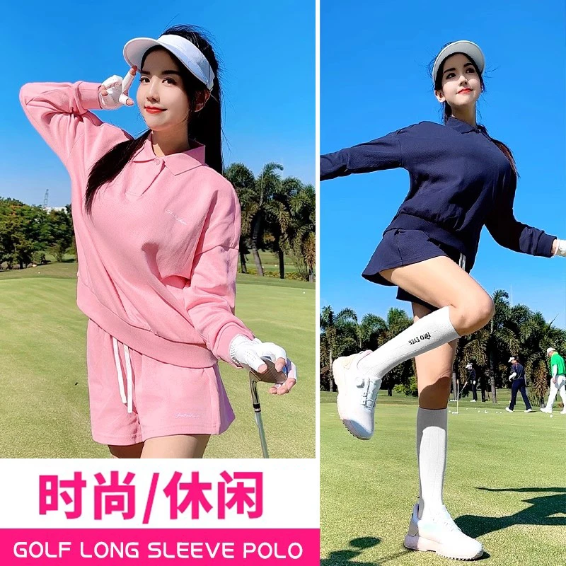 PGM 高尔夫服装女款秋冬短裤舒适时尚绣花运动短裤时尚长袖T恤