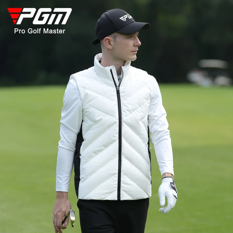 PGM 限量新品秋冬高尔夫服装 男女士羽绒马甲 防风保暖白鸭绒外套
