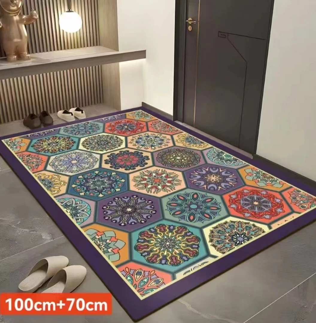 复古波斯包边款 100*70CM  门厅玄关地毯地垫水晶绒1-3CM误差