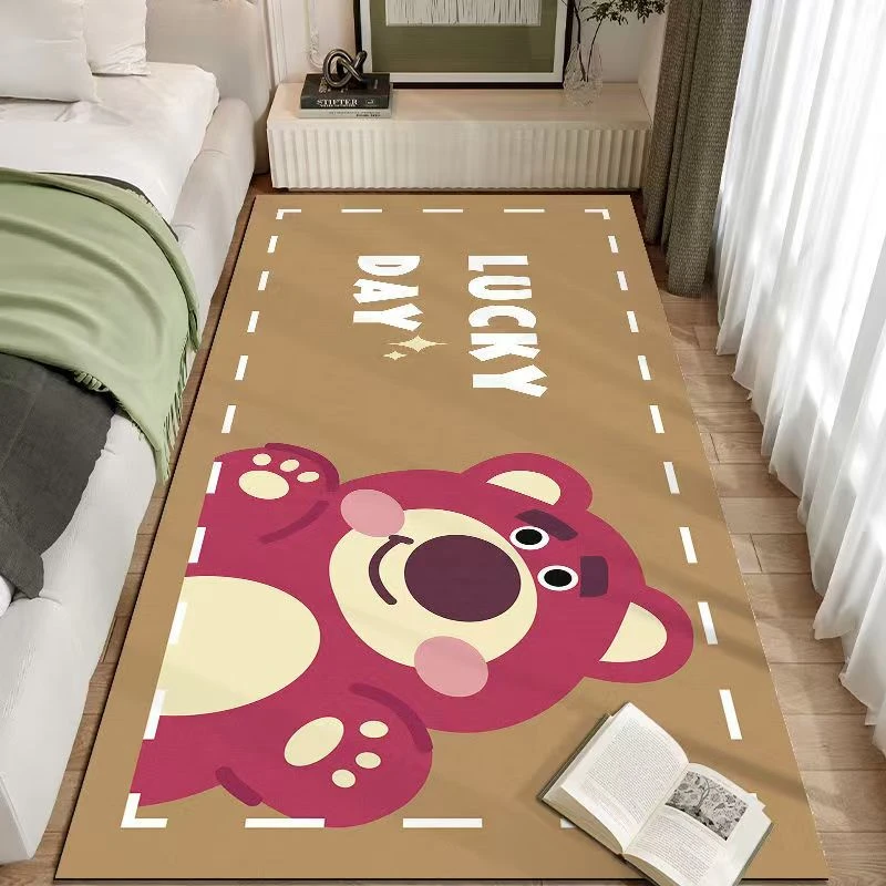 卡其色萌萌熊 60*160cm水晶绒网红可爱卧室玄关阳台走廊地毯地垫