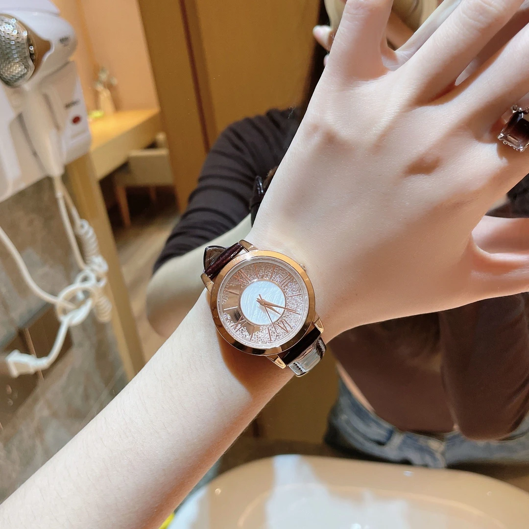 【行业爆款】Mishali酒红流沙钻女表防水石英表高端女士手表19003