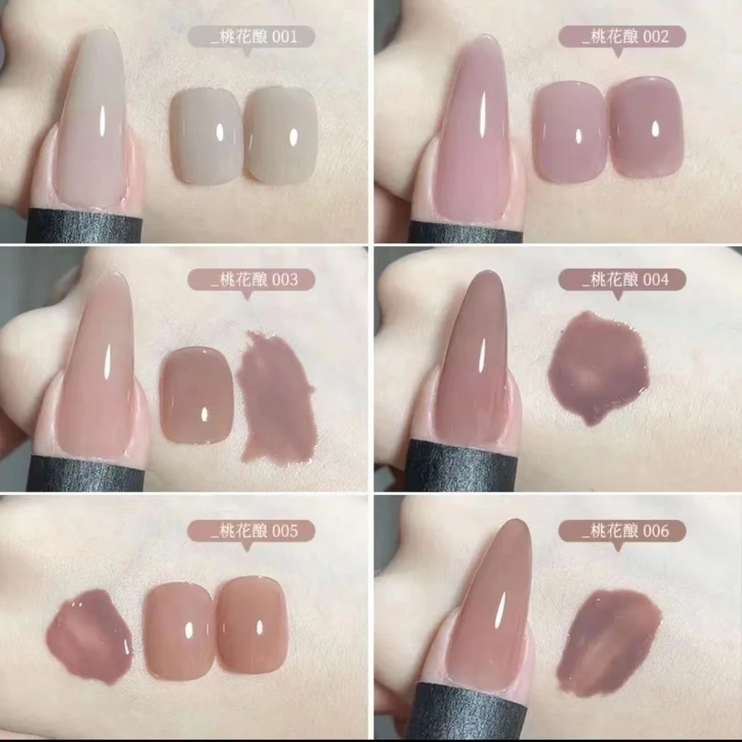 美甲 6色白桃乌龙甲油胶冰透显白粉色系列