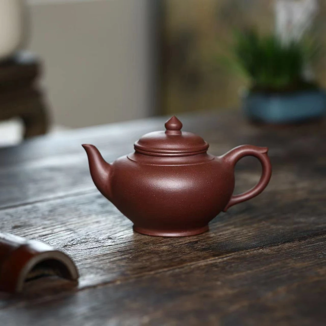 LW紫泥【笑樱180CC】宜兴黄龙山原矿手工紫砂壶