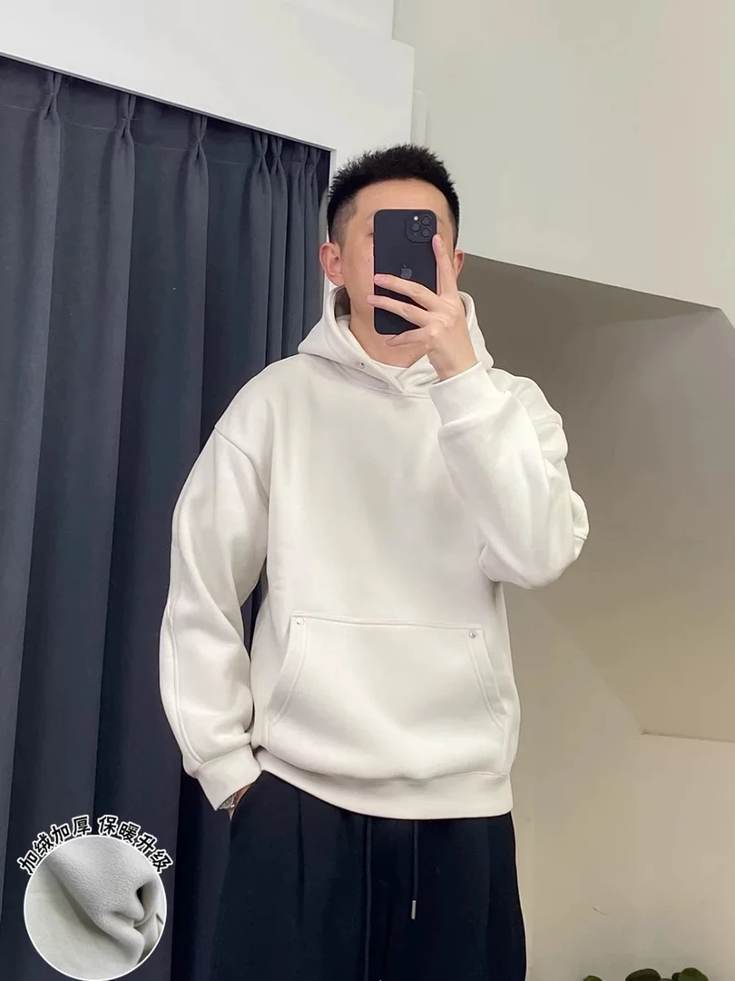 男士男款连帽卫衣时尚休闲百搭好看宽松套头潮流纯色韩版长袖
