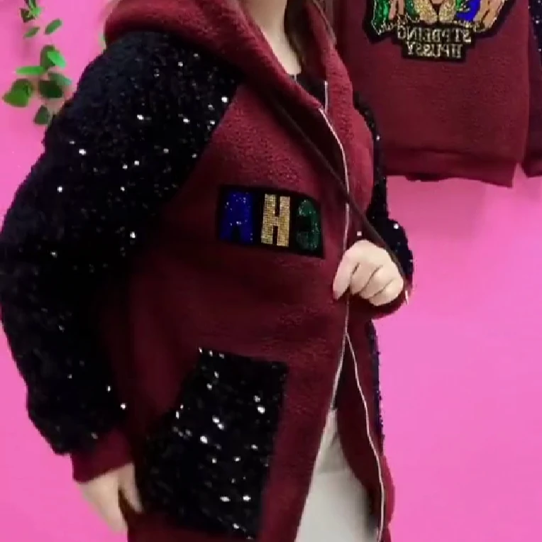 时尚加绒加厚妈妈外套