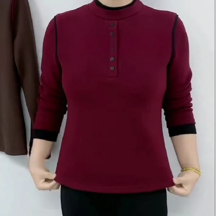 气质显瘦长袖秋冬新款妈妈打底上衣