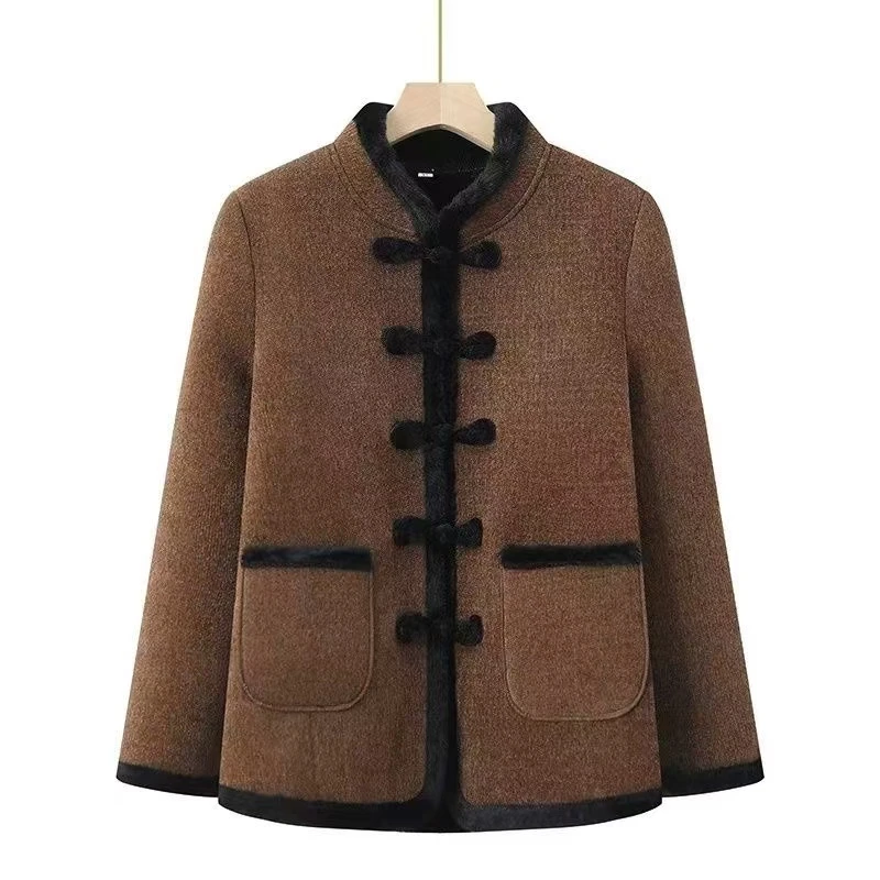 加绒加厚中年妈妈洋气新中式中国风外套