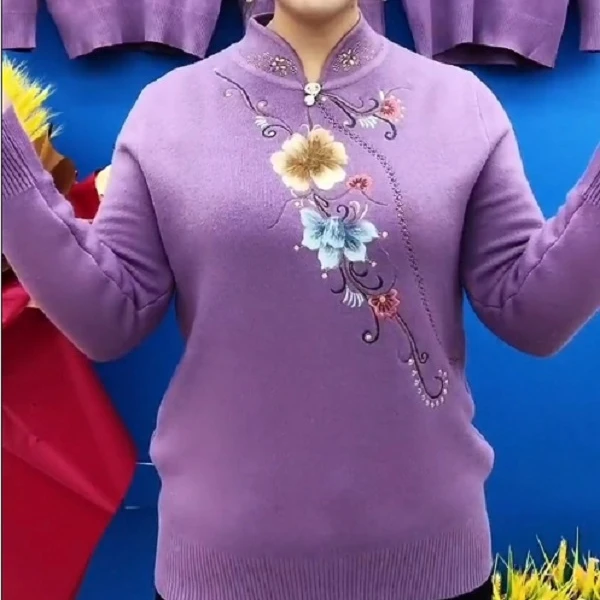 妈妈秋冬新款洋气加厚针织打底保暖上衣