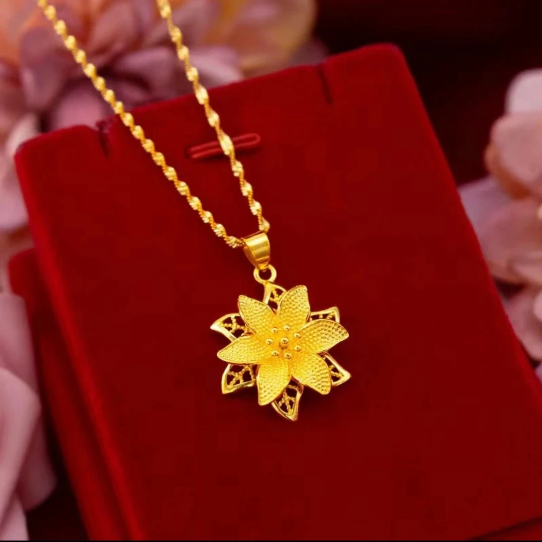 铜合金项链 设计师款精美不掉色花朵项链女款轻奢经典百搭坠链