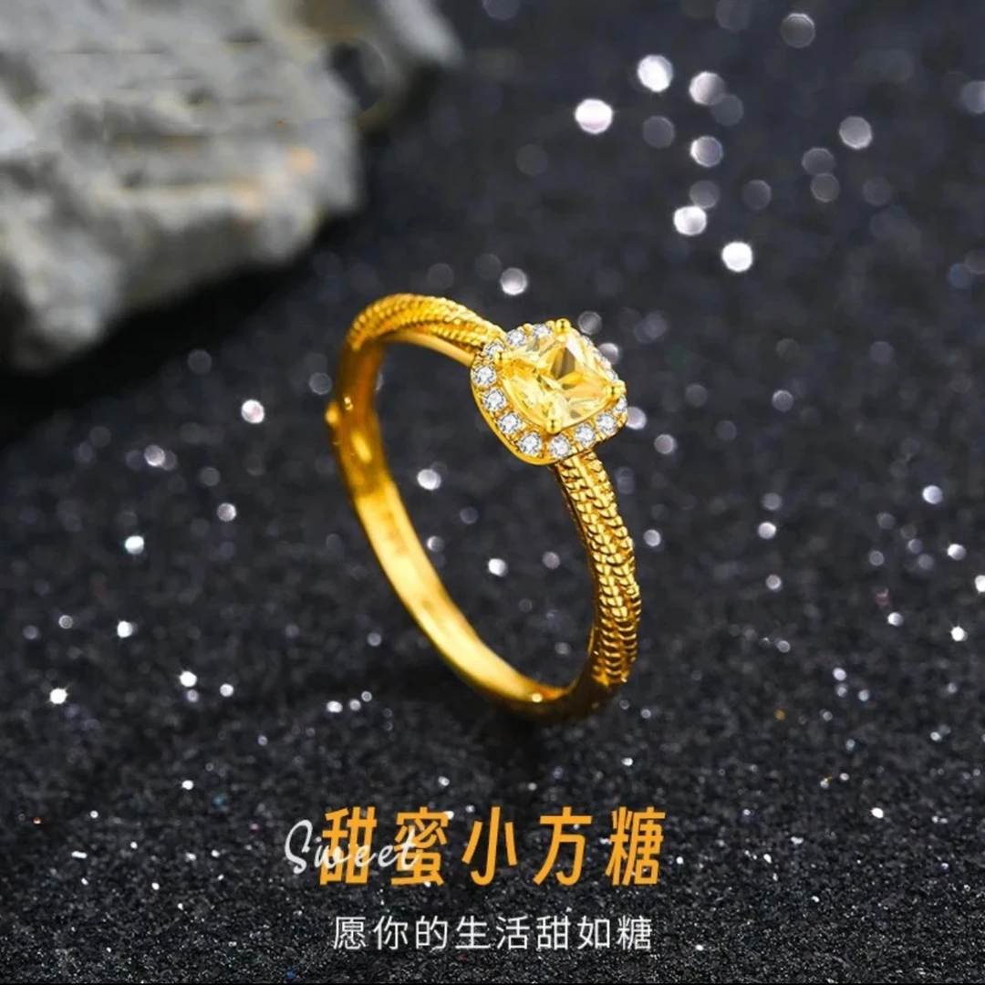 钛钢戒指 时尚不掉色网红爆款小方糖戒指女可调节高级感ins礼物