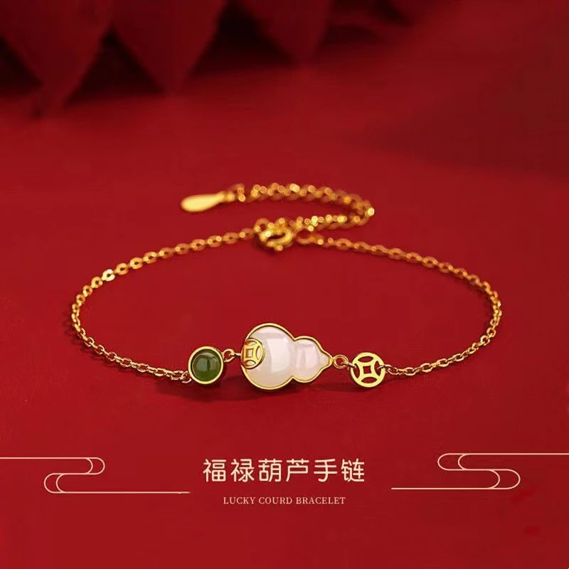 钛钢合成锆石手链 新款中国风福禄葫芦手链轻奢小众不掉色手饰潮