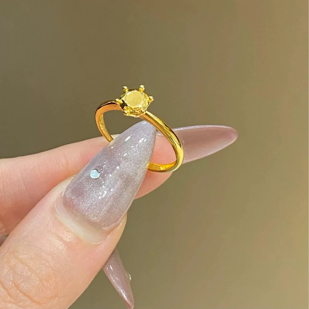 JIN BAI ZHENG 钛钢戒指 轻奢时尚六爪可调节戒指简约百搭不掉色