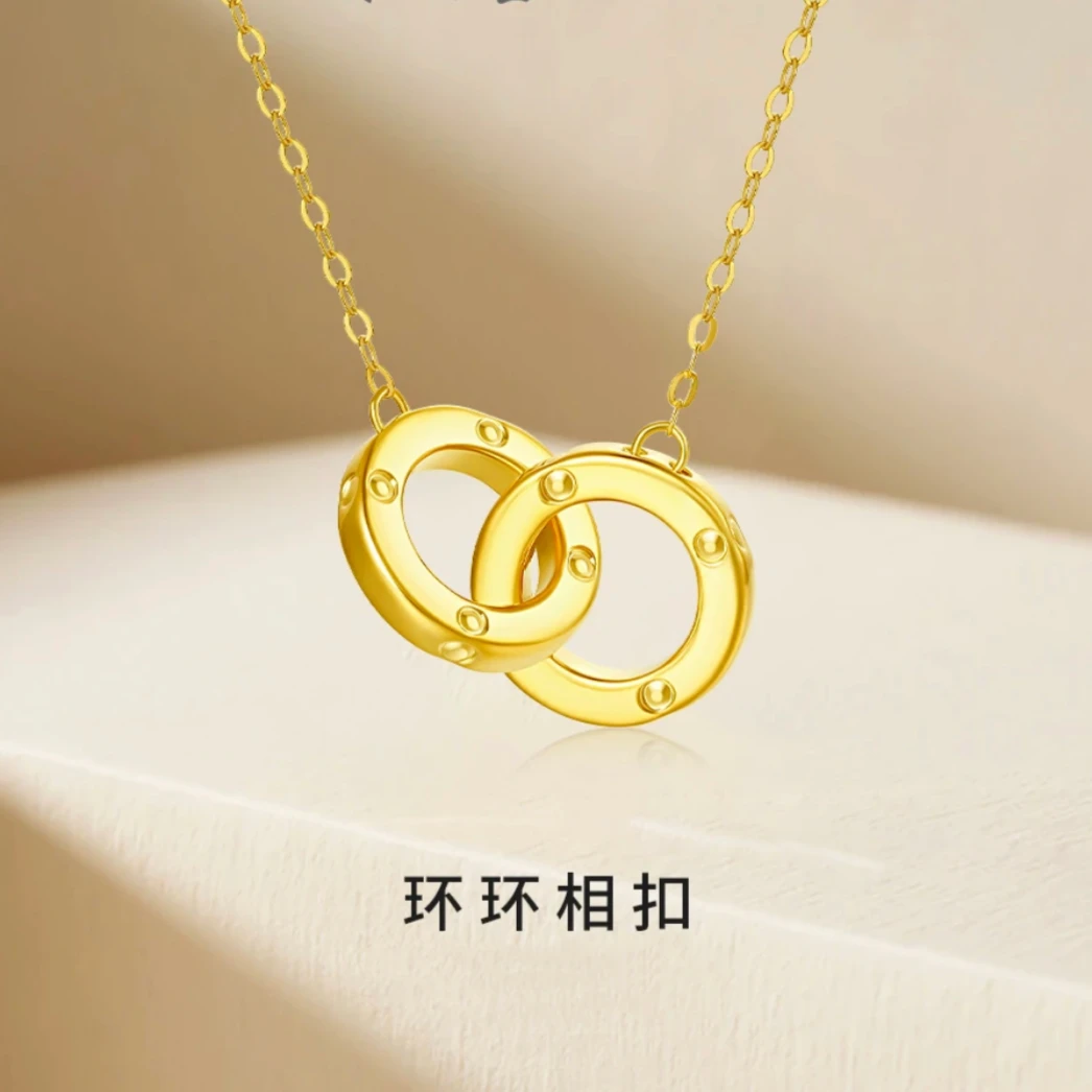 钛钢项链 轻奢时尚不掉色环环相扣项链女款经典气质百搭设计感ins