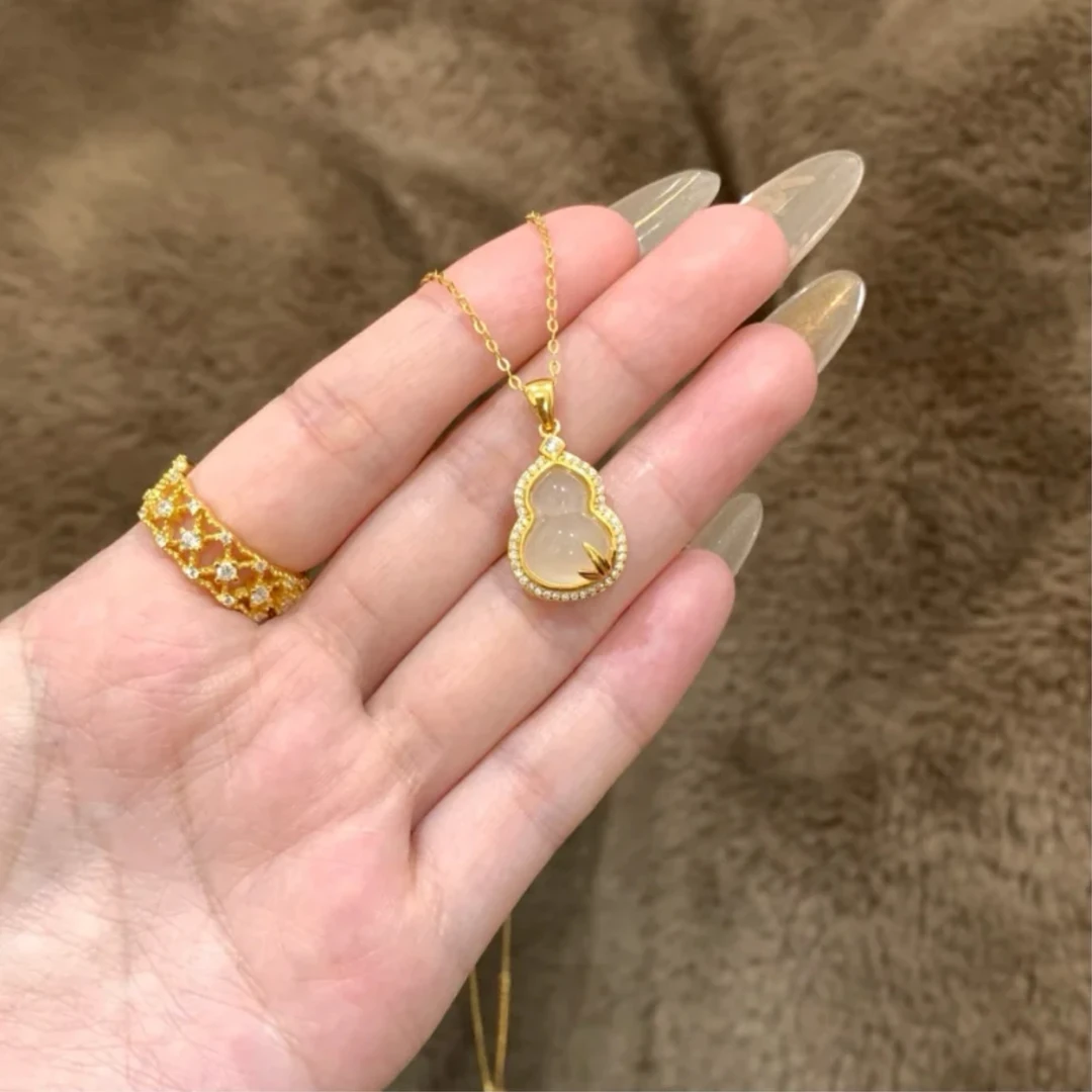 钛钢项链 新中式国风高级感百搭金枝玉叶葫芦女款白月光项链