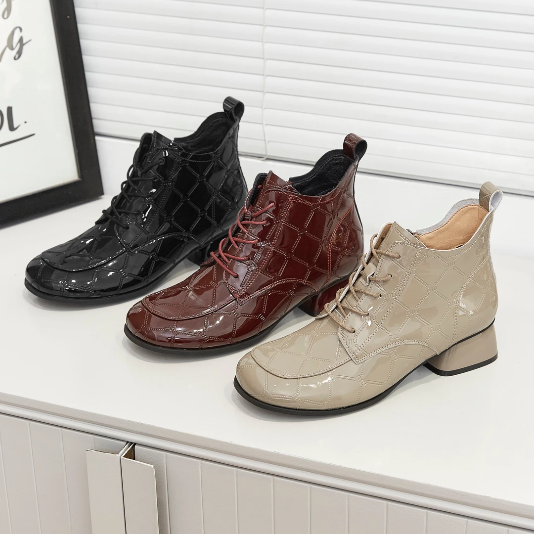 昔子9921新款秋冬新款粗跟短靴中跟舒适马丁靴百搭软底女靴子爆款