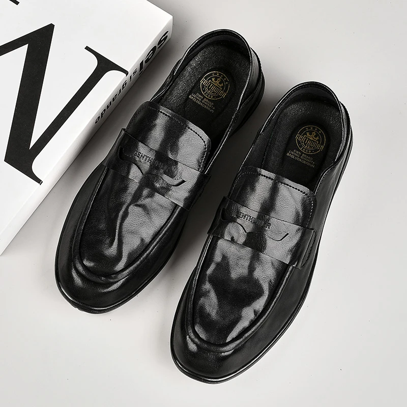 8169皮鞋男透气一脚蹬新款男士休闲百搭时尚软底懒人豆豆鞋男