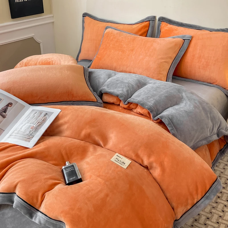 【轻奢款纯色包边牛奶绒】2024新款纯色系包边加厚加密牛奶热四件套