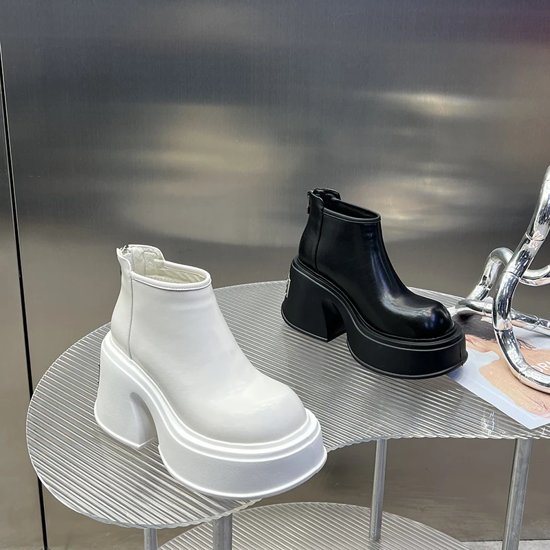 增高短靴女欧美风2024秋冬新款厚底小个子百搭时尚显瘦SJ8771-21