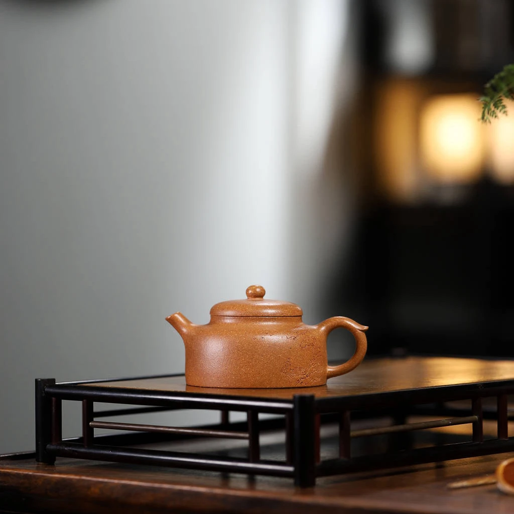 掌柜家宜兴紫砂壶茶壶茶具半月小品陈腐蟹黄段泥130毫升