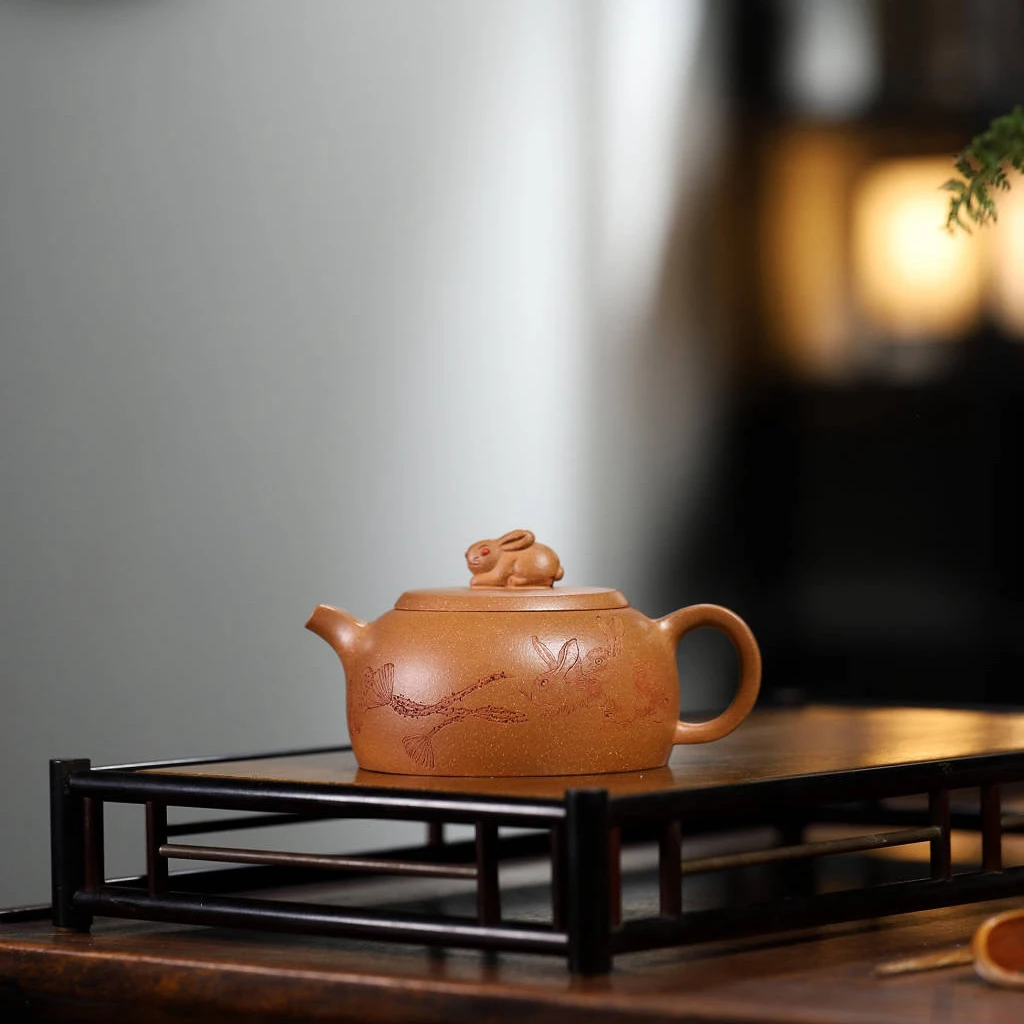 掌柜自作宜兴紫砂壶茶壶茶具兔步青云原矿家藏蟹黄段手工礼品