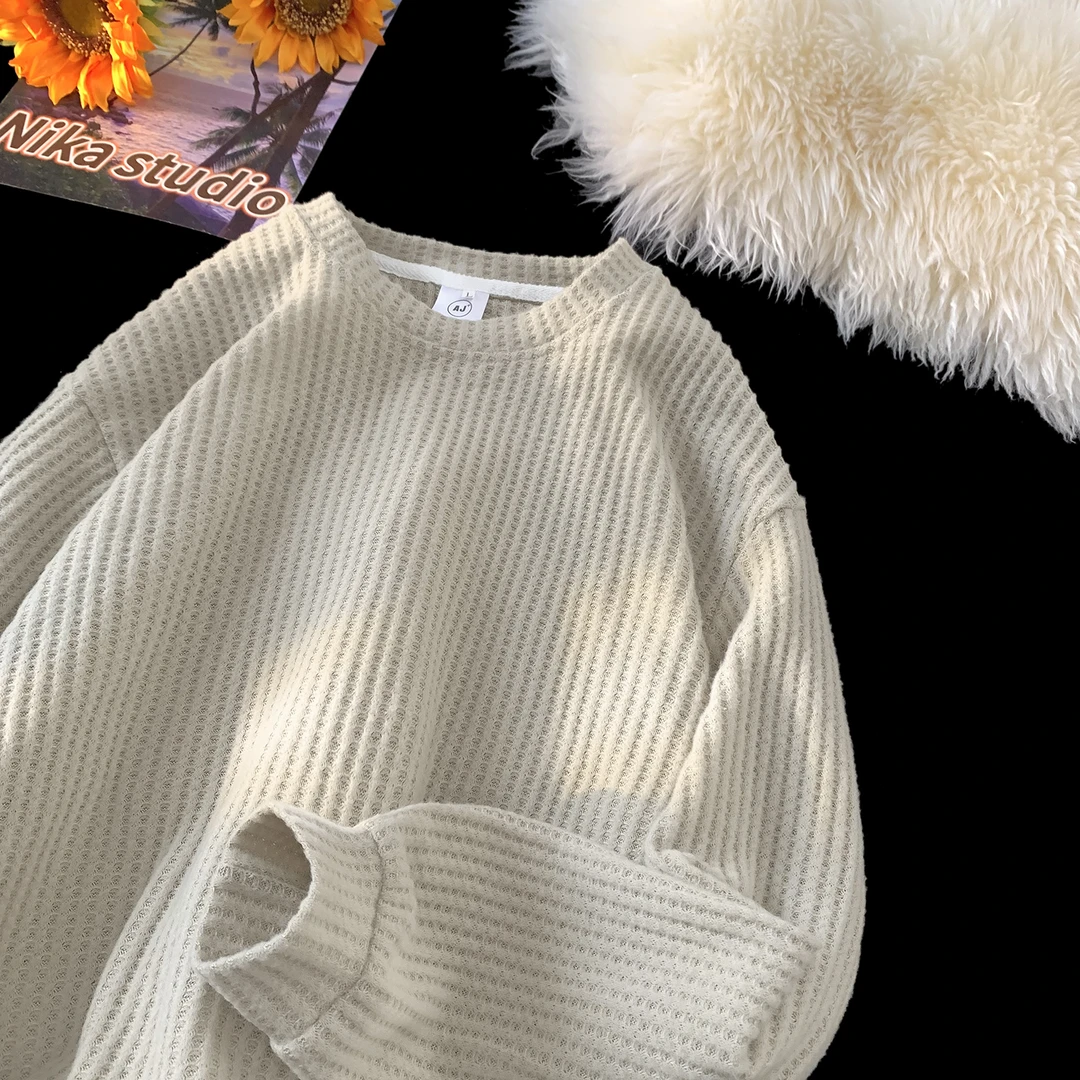 华夫格磨毛打底衫女秋冬百搭长袖T恤2024新款内搭可外穿洋气上衣